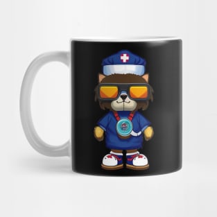 Cute Cartoon Cat in Nurse Uniform for Animal Lovers Mug